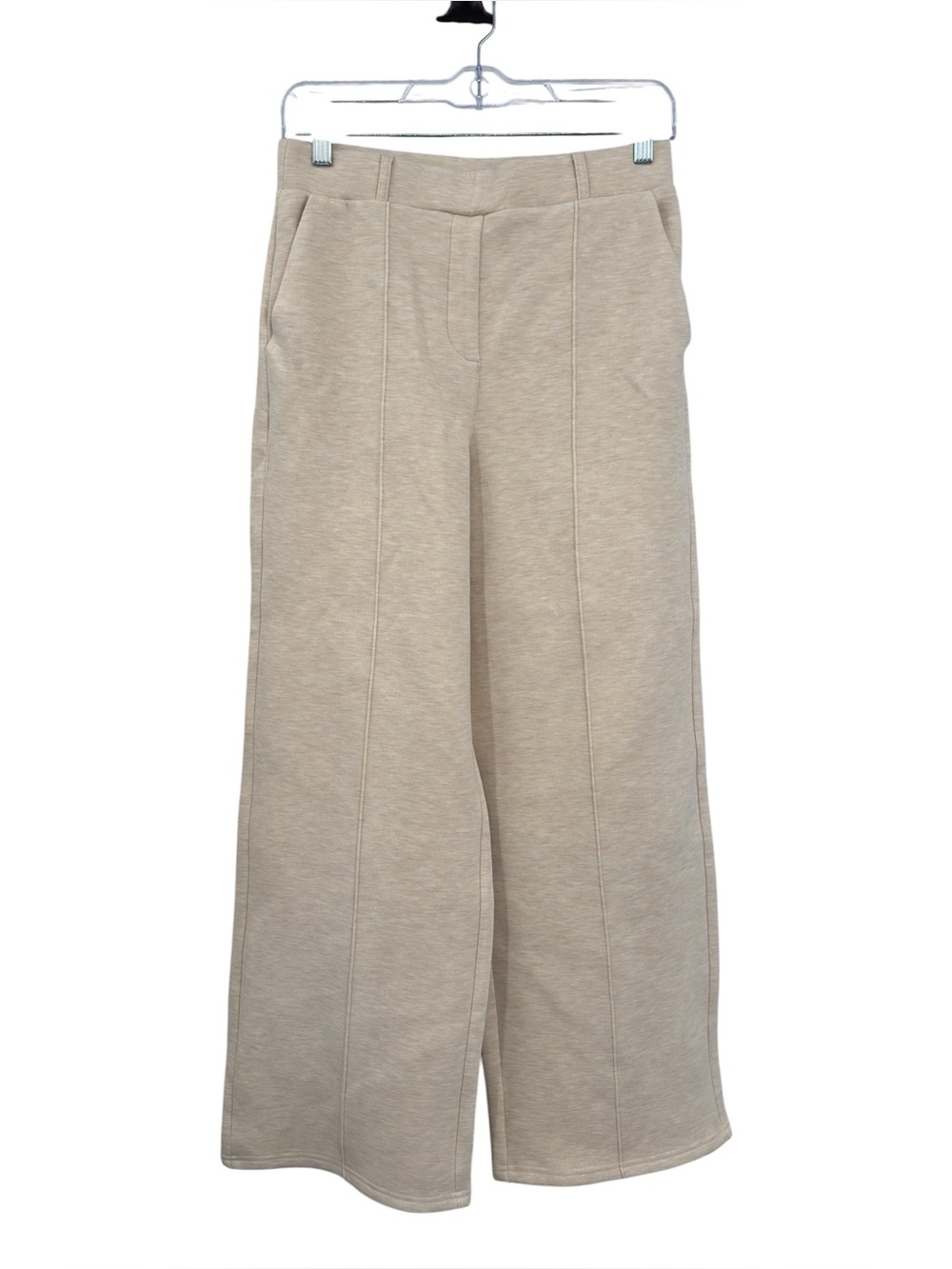 OGL High Waisted Straight Leg Pull On Knit Pant Size S In Heather Beige